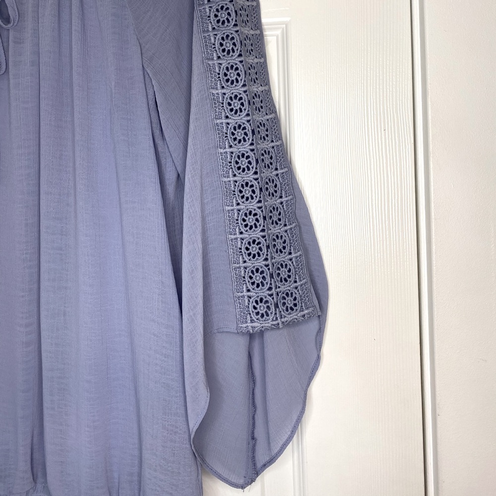 ALYX CHIFFON BLOUSE WITH EMBROIDERED SLEEVES PURPLE. Size S - Picture 2 of 7